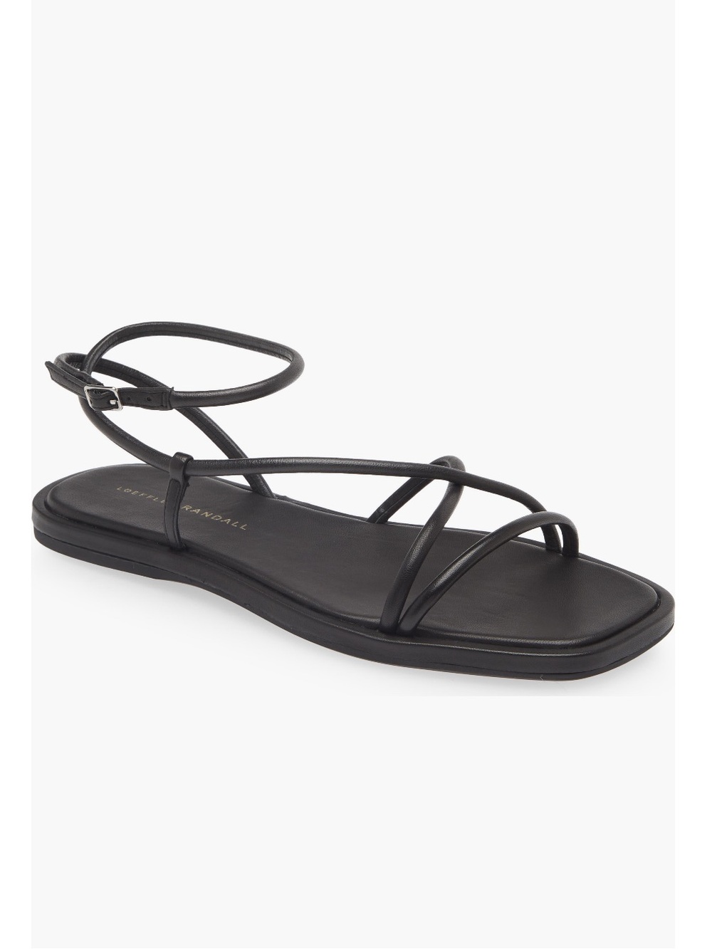 Loeffler Randall Noor Black Leather Ankle Strap Sandals New!